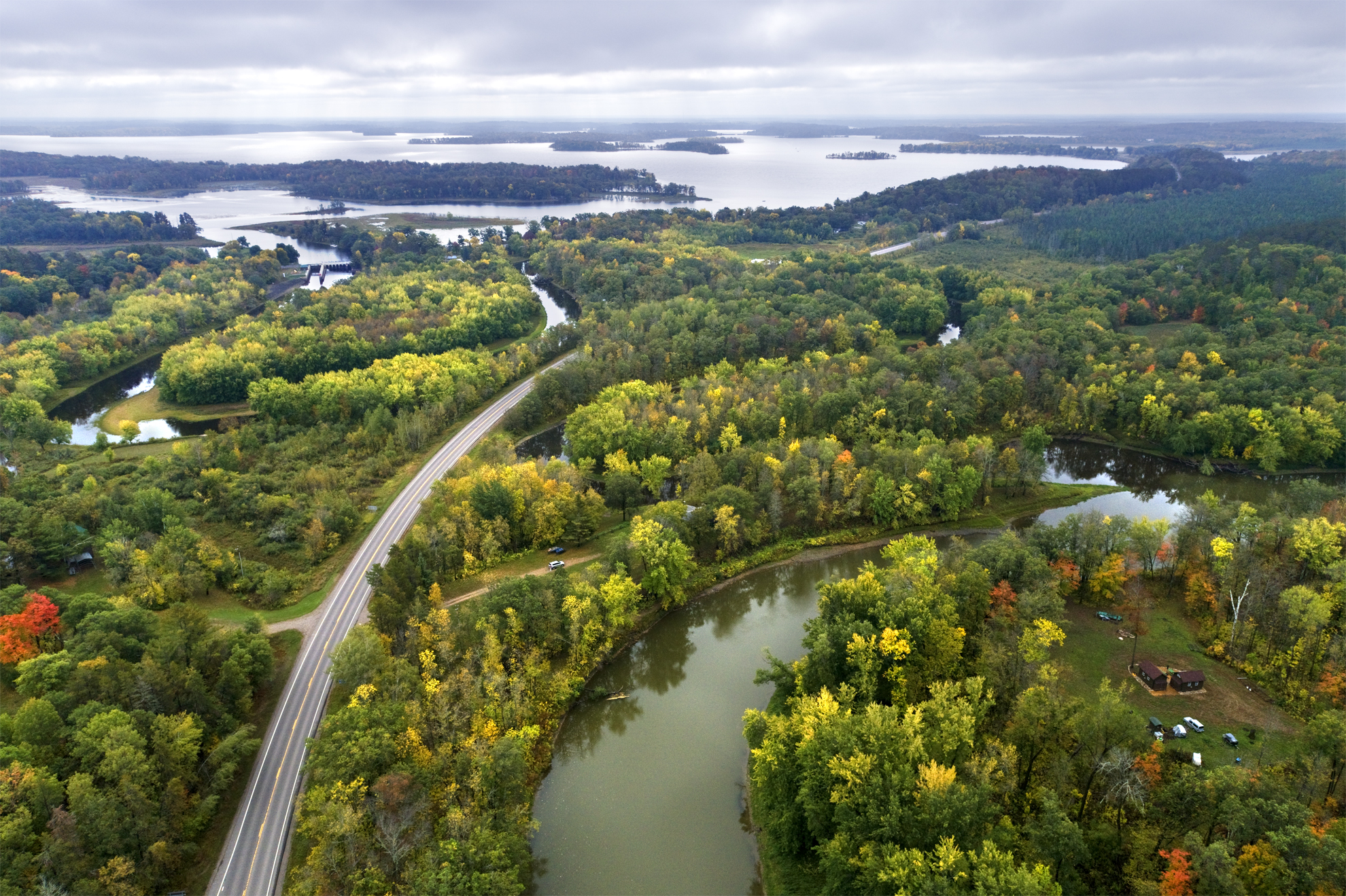 Confluence of the Mississippi River and Big Sandy Lake in northern Minnesota